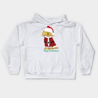 Cute Christmas Golden Doodle Santa Paws Kids Hoodie